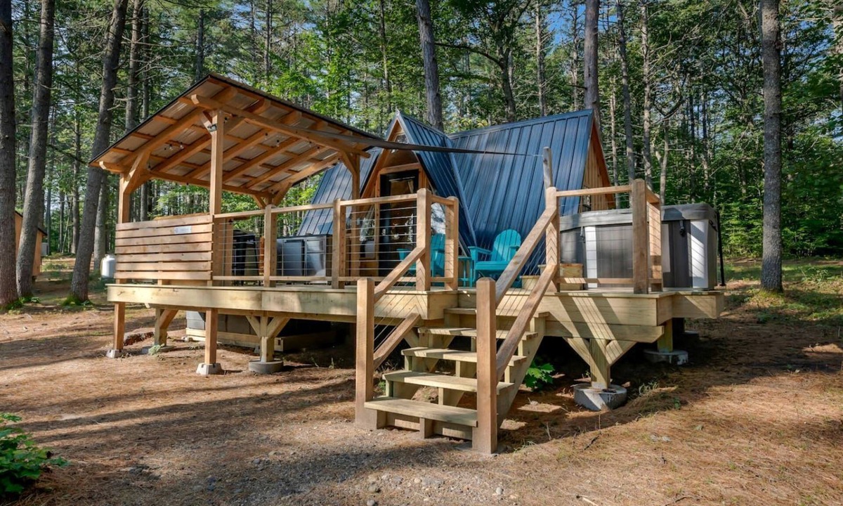 Oxford Cabin | Cozy Romantic A-Frame Escape with Hot Tub in Oxford, Maine