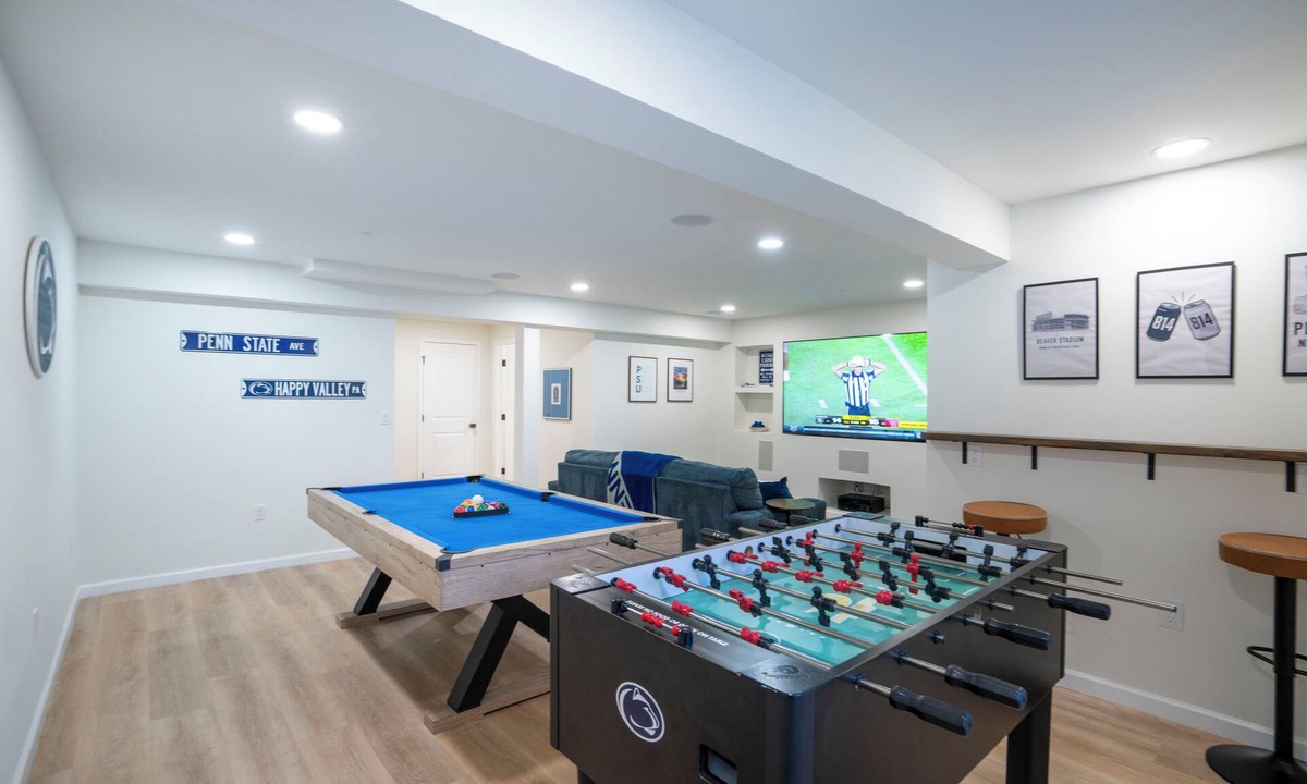 State College House | Game Room Home Theater Family & Work Friendly
