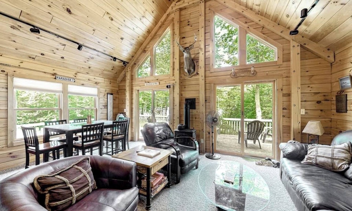 Greenville Cabin | Lakefront cabin on First Roach Pond with dock, lake view & firepit- dog-friendly