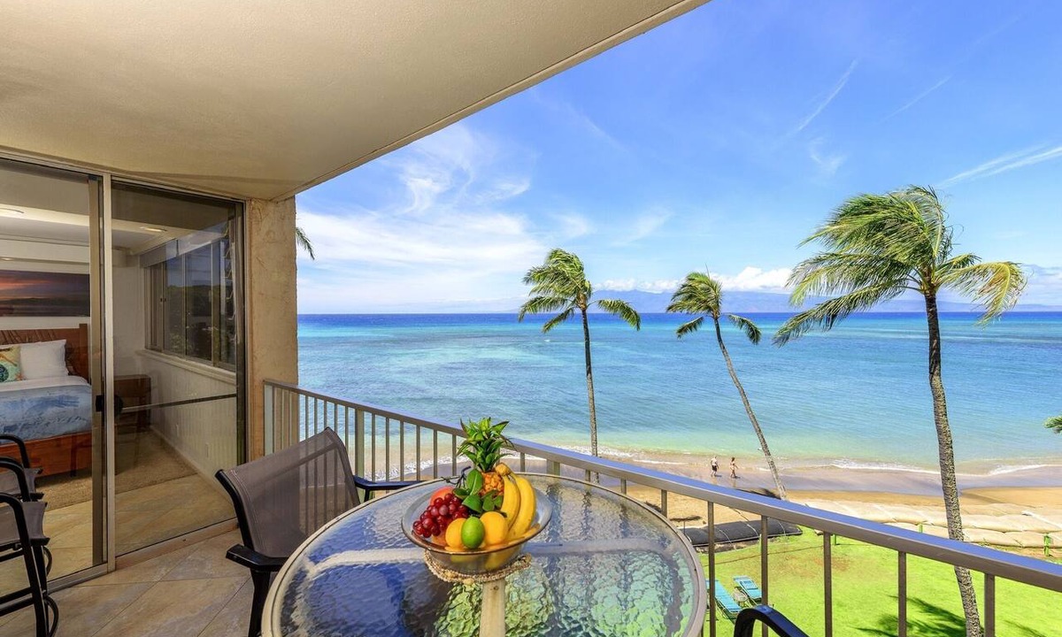 Kahana Condo | Modern Luxury OCEAN FRONT condo with Lanai & Molokai Views!-Royal Kahana 409