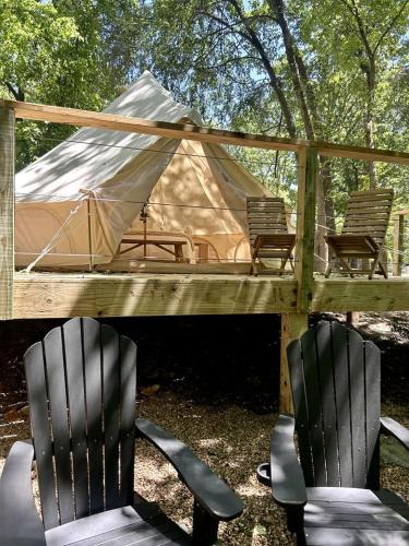 Gentry Other | Peaceful Glamping Tents with Elevated Decks, Cozy Fire Pit, and Secluded Forest Views Near Gentry, AR
