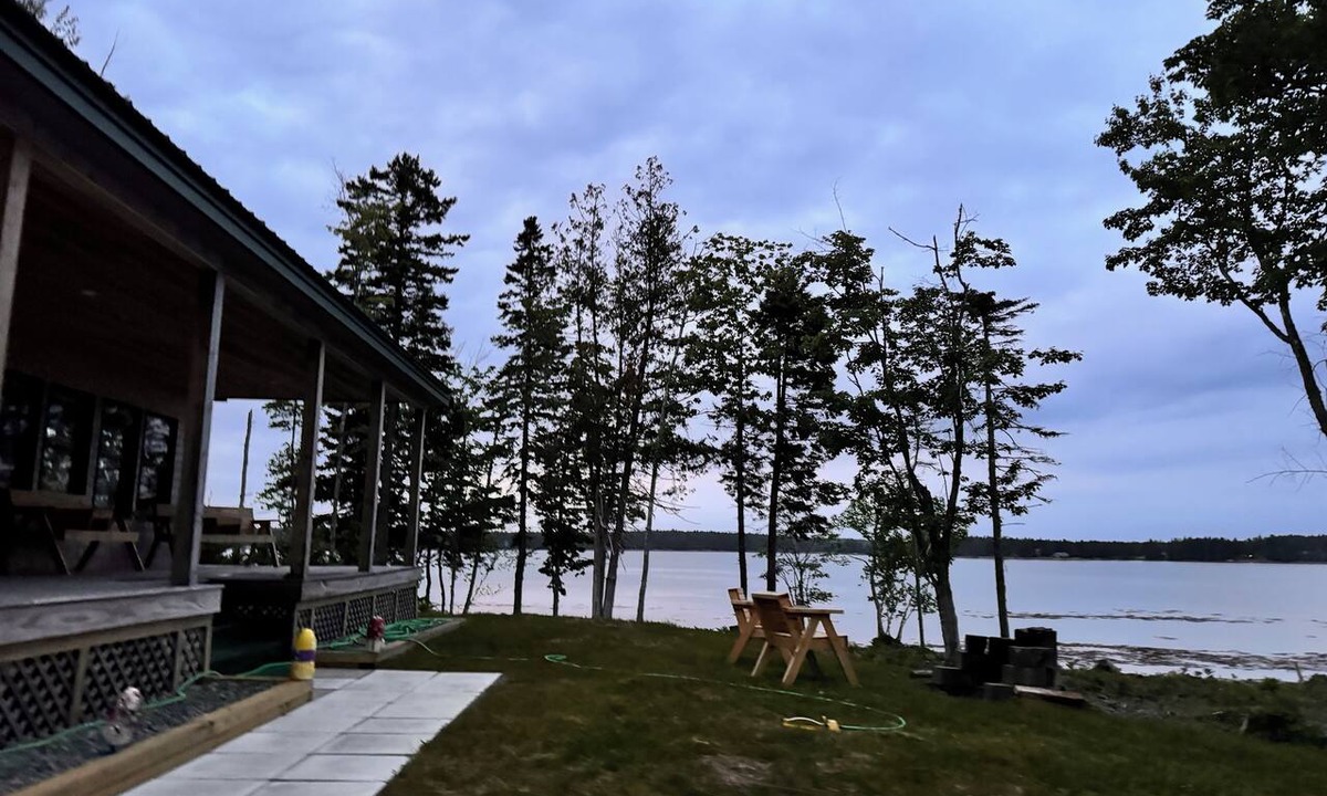 Steuben Cabin | Shoreline solitude, rustic, nestled between evergreens and Pigeon Hill Bay