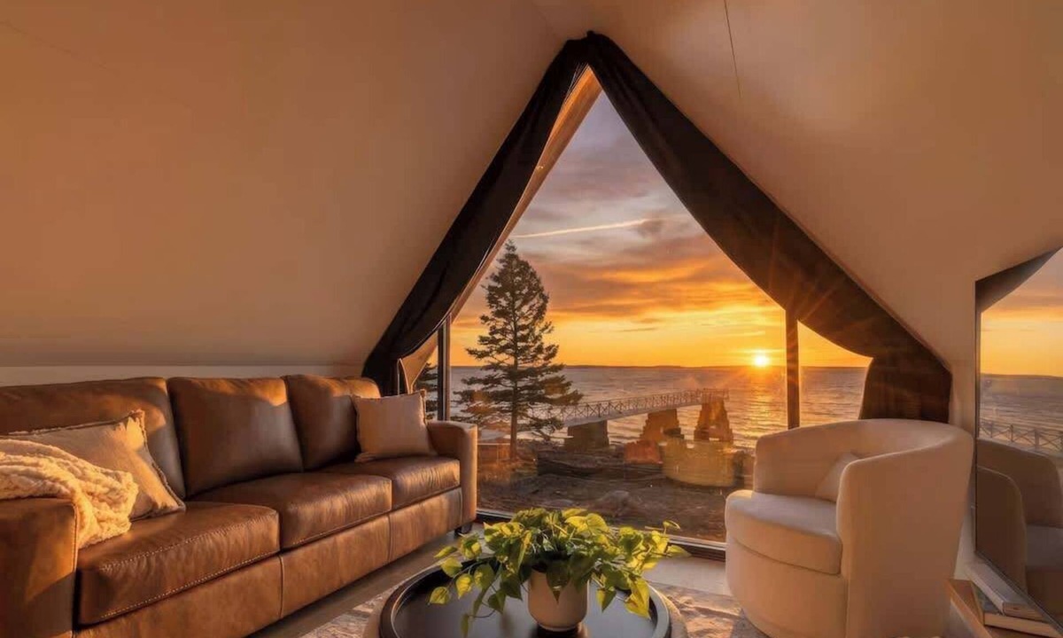 Bernard Cabin | Sunset Oceanfront Cabin with Beach, Dock and Sauna