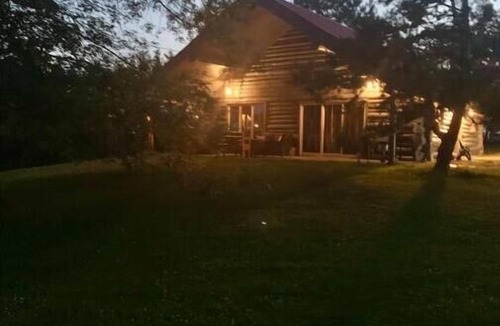 Fort Fairfield Cabin | 3-Bedroom Log Cabin With Fireplace, Covered Patio, and View