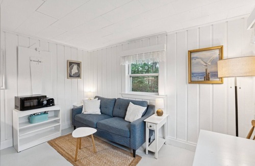 Pemaquid Beach Cabin | Across the road from Pemaquid Beach — quiet wooded king-bed cabin
