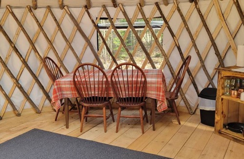 Brownfield RV Rental | Ava Jade yurt nestled in the woods of Brownfield, Maine