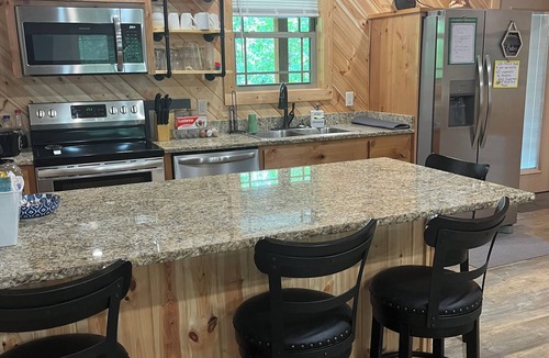 Carlisle Cabin | Beautiful Cabin with View of Private Lake, Hot Tub, Fire Pit & Outdoor Swings!