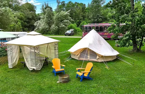 Black Creek RV Rental | Boho Bell Tent Glamping Near Allegany State Park and Ellicottville