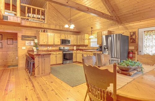 Boswell Cabin | Fire Pit, Screened Deck: Riverfront Ozarks Cabin!