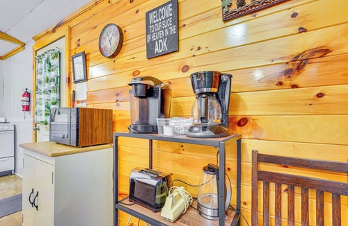 Inlet Cabin | Inlet Lakefront Home: Private Dock & Beach Access!