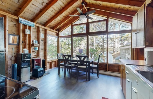 Bremen Cabin | Lakefront cottage with dock, screened porch, & Island in Biscay Pond