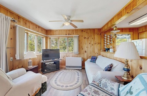 Greenville Cabin | Lakefront home with private dock, mooring, pebble beach, grill, & firepit