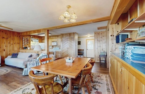 Greenville Cabin | Lakefront home with private dock, mooring, pebble beach, grill, & firepit