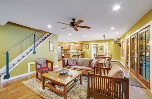 Chestertown House | Lakefront home steps away from a private, gentle sloping sandy beach & fire pit.