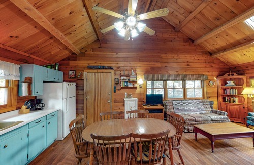 Mariaville Cabin | Lakefront home with stunning views, firepit, 2 canoes, fast WiFi & yard games