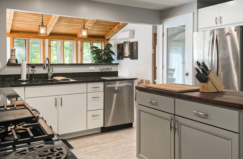 Mariaville House | Lakefront home with firepit, deck, seasonal lake access, fast WiFi, grill, views