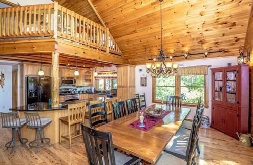 Bridgton House | Magical Log Home Trailside at Pleasant Mnt Ski Resort Great Mnt Views