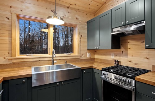 Town of Webb Cabin | Modern ADK Cabin with Outdoor Sauna in Old Forge