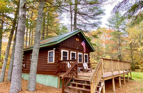 Penobscot County Cabin | Moose's Lair 1 Bed/1 Bath Charming Rustic Log Cabin