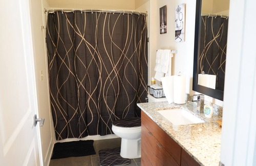 Beachwood Apartment | Our bright and airy apartment offers 1 bedroom, featuring a queen-size bed