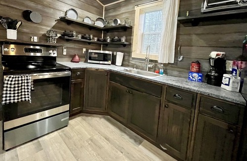 Marienville Cabin | Pin Oak at Forest Villas: Swing Fire Pit Cabin, Pet-Friendly, Cook Forest