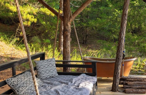 Honey Grove Apartment | Safari tent with full bath in the North Texas woods