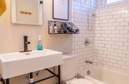Lawrence Apartment | Studio with Fireplace + bonus lounge & work area- fenced yard.