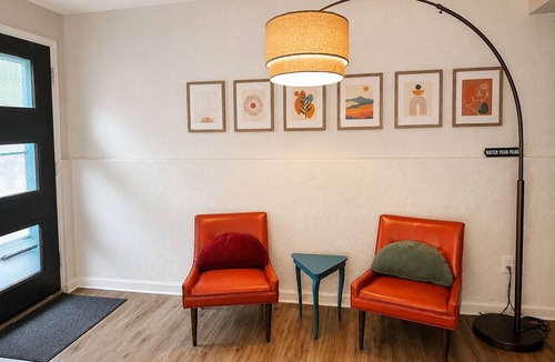 Lawrence Apartment | Studio with Fireplace + bonus lounge & work area- fenced yard.