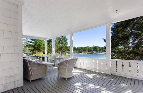 Northeast Harbor House | Summer cottage with spacious porch overlooking Gilpatrick Cove near Acadia.