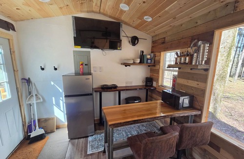 Wales Center Cabin | Tiny Cabin Getaway Hot Tub Overlooking the Woods