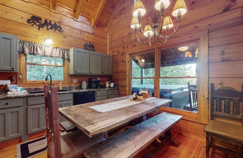 Hiawassee Cabin | Upscale cabin w/mountain views, hot tub, minutes to Lake Chatuge