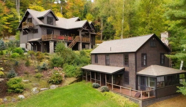 ADK Lakeside Lodge and Lakeside Cottage with 510' of waterfront, beach & island!