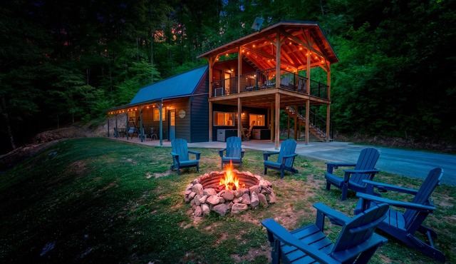 Bear Ridge BaseCamp at Buffalo Creek | Pet-Friendly Lake Lure Cabin with Views, Firepit & Game Room