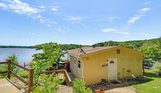 Deck w/Covered Dock! Lakefront Ozark Cottage