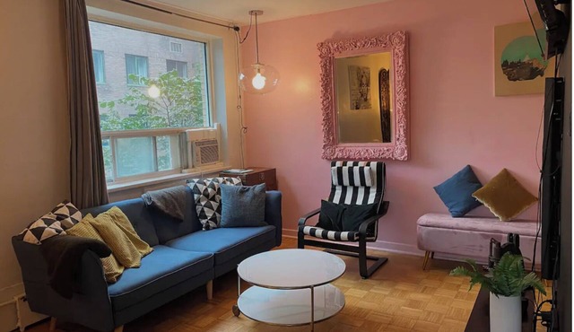 Eclectic King west apartment with pool table.