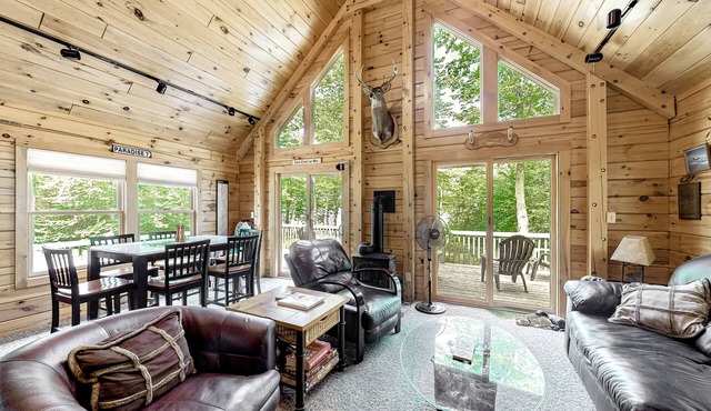 Lakefront cabin on First Roach Pond with dock, lake view & firepit- dog-friendly