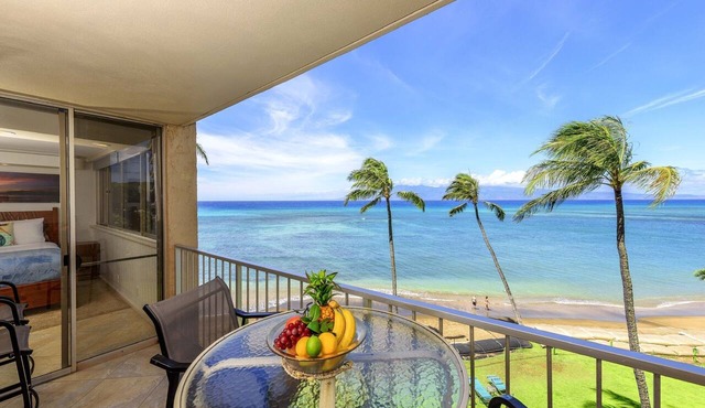 Modern Luxury OCEAN FRONT condo with Lanai & Molokai Views!-Royal Kahana 409