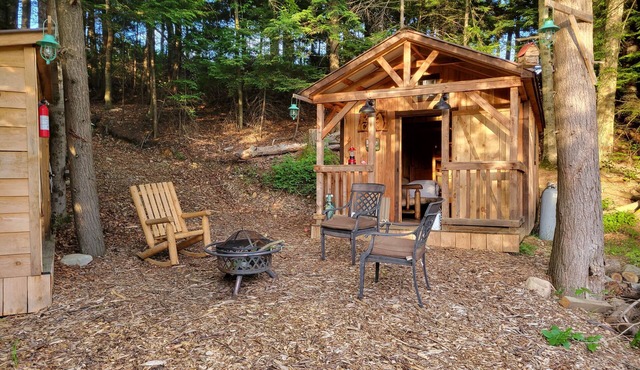 Off Grid Cabin nestled in the woods next to a stream at the base of Tug Hill