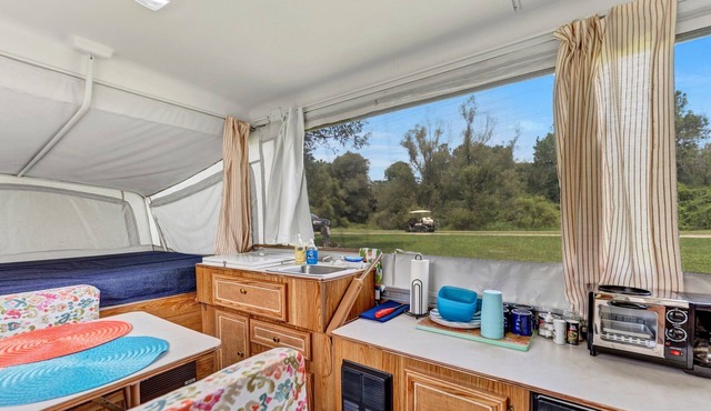 Pop Up Camper on Ischua Creek @ Campground Adventures