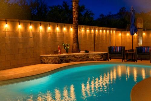 Private Pool & Waterfall Evening Lights