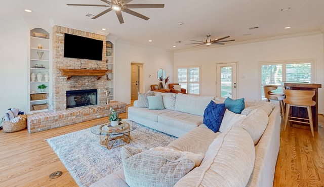 Remodeled riverfront home & guest house with firepit, grill, river views, patio