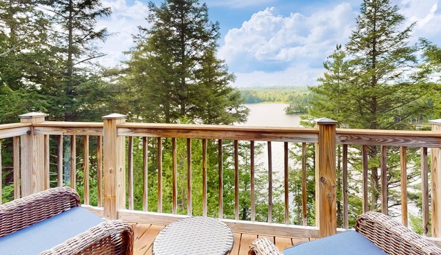 The Hawk's Eye | Lakefront cabin with dock, kayak, fireplace, balcony, grill