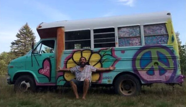 Vintage Short Bus Vacation Rental Nestled in the Forest near North Conway, New Hampshire